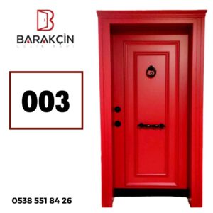 003 Kırmızı Lake Çelik Kapı 90x200